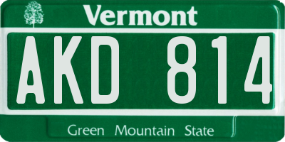VT license plate AKD814