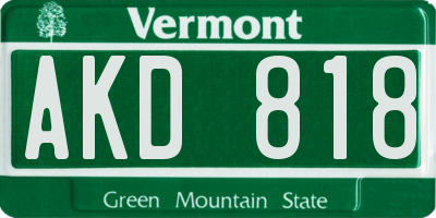 VT license plate AKD818