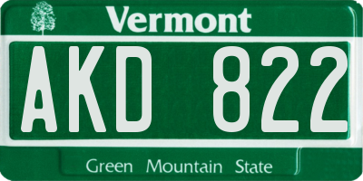 VT license plate AKD822