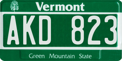 VT license plate AKD823