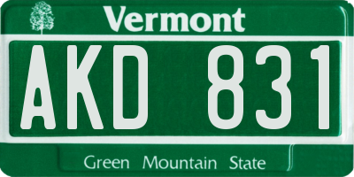 VT license plate AKD831