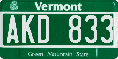 VT license plate AKD833