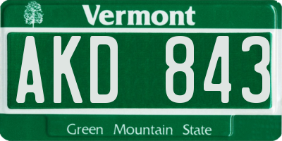 VT license plate AKD843