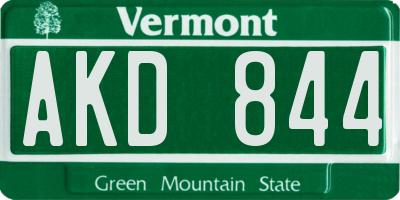 VT license plate AKD844