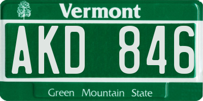 VT license plate AKD846