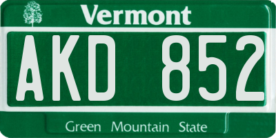 VT license plate AKD852