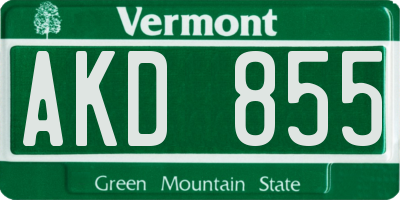 VT license plate AKD855