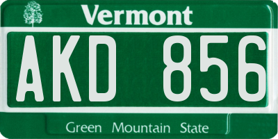 VT license plate AKD856