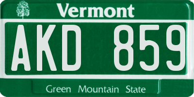 VT license plate AKD859