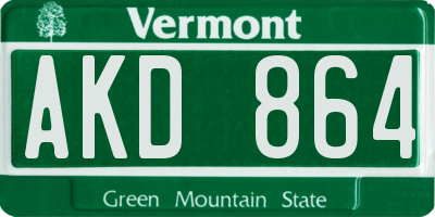VT license plate AKD864