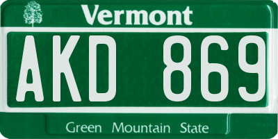 VT license plate AKD869