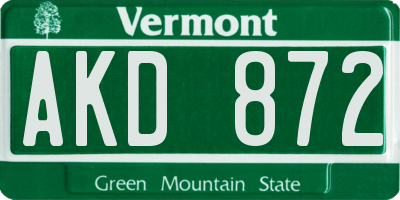 VT license plate AKD872