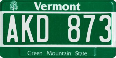 VT license plate AKD873
