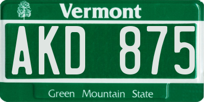VT license plate AKD875