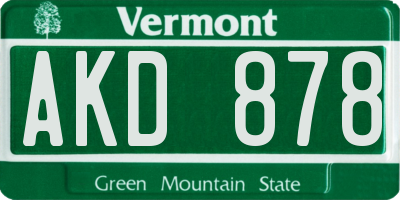 VT license plate AKD878
