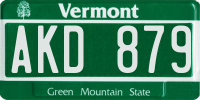 VT license plate AKD879