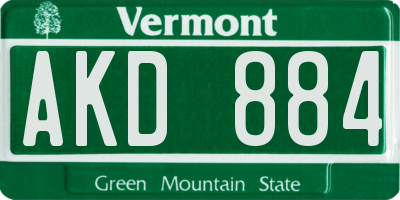 VT license plate AKD884