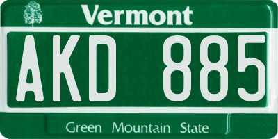 VT license plate AKD885