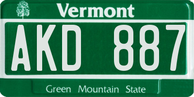VT license plate AKD887