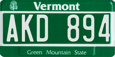 VT license plate AKD894