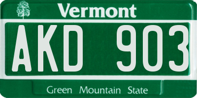 VT license plate AKD903