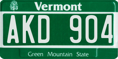 VT license plate AKD904