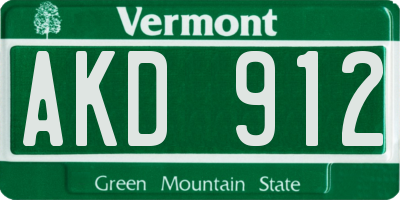VT license plate AKD912
