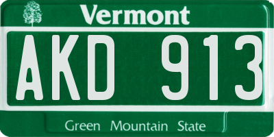 VT license plate AKD913