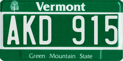 VT license plate AKD915