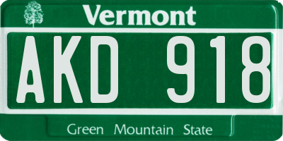 VT license plate AKD918