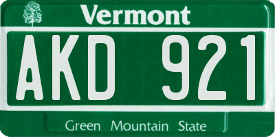 VT license plate AKD921