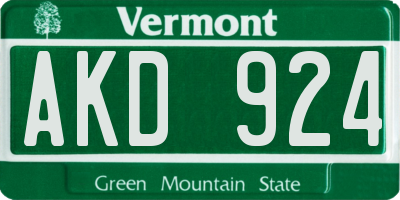 VT license plate AKD924