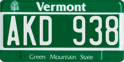 VT license plate AKD938