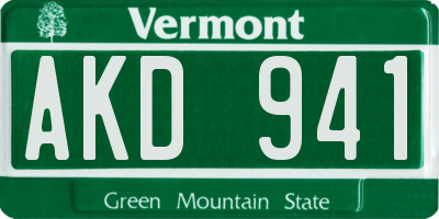 VT license plate AKD941