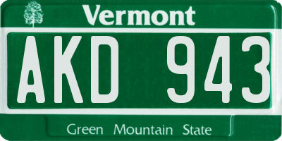 VT license plate AKD943