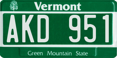VT license plate AKD951