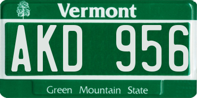 VT license plate AKD956