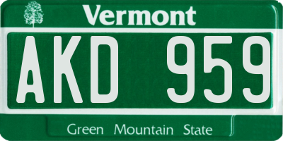 VT license plate AKD959