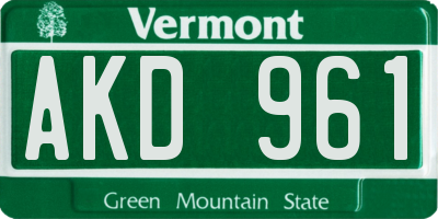 VT license plate AKD961