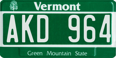 VT license plate AKD964