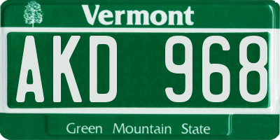VT license plate AKD968