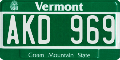 VT license plate AKD969