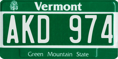 VT license plate AKD974