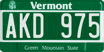 VT license plate AKD975