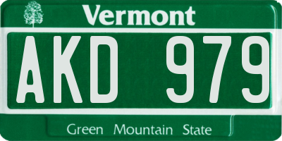 VT license plate AKD979