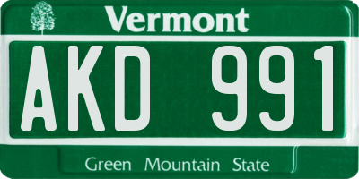 VT license plate AKD991