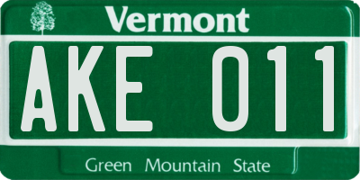 VT license plate AKE011