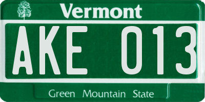 VT license plate AKE013