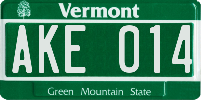 VT license plate AKE014