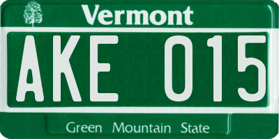 VT license plate AKE015
